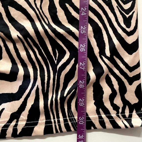 SHEIN Tan & Black Zebra Striped Ruched Side-Slit Midi Skirt Size S NWOT - Picture 8 of 10
